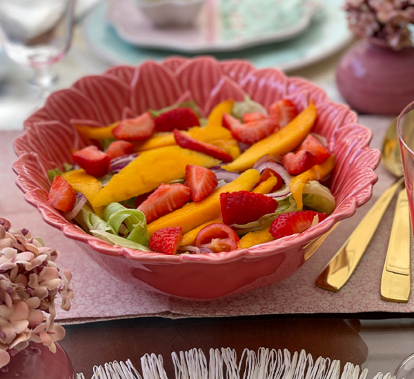 Saladeira de Porcelana Daisy Coral