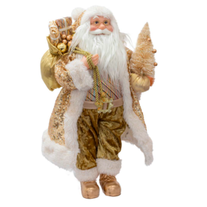 Papai Noel Decorativo com Casaco Dourado de 45 cm - Adorno Festivo