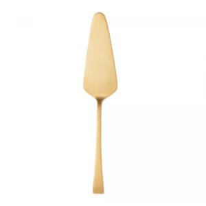 Espátula para Bolo dourada fosco da linha Berna em um fundi branco.