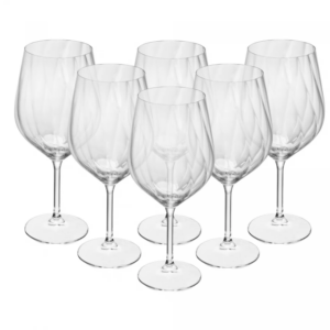 Conjunto de 6 Taças de vinho Cristal Bohemia Crex Optic em um fundo branco.